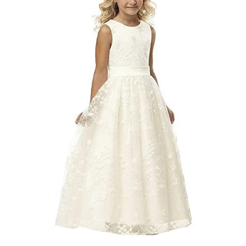 ORANDESIGNE Sweet Prinzessin Lace Blumenmädchen Kleider für Hochzeits Brautjungfern Festzug Partei Festliches Kleid D Elfenbein 140 von ORANDESIGNE