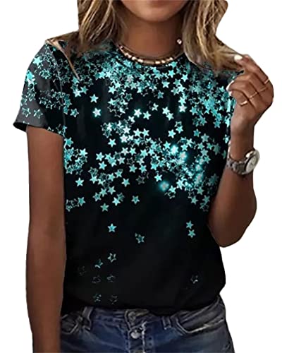 ORANDESIGNE T-Shirts Damen Blusen Tops Sweatshirt Frühjahr Sommer Beste Freunde Pullover für Frauen mit Blumen Vogel Druck Mode Casual Plus Size Scenic Flowers Drucken Rundhals-T-Shirt U Grün M von ORANDESIGNE