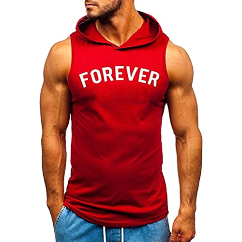 ORANDESIGNE Tank Top Herren, Achselshirts Sport Ärmelloses Shirt Unterhemd Fitness Sleeveless Tshirt für Running Jogging Gym C Rot XL von ORANDESIGNE