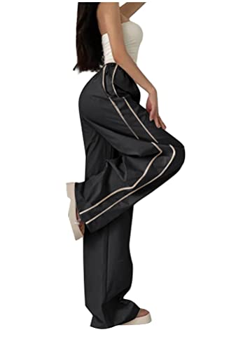 ORANDESIGNE Track Pants Damen Parachute Pants Y2k Hosen Baggy Cargohose Fallschirmhose Teenager Weites Bein Vintage Baggy Hosen für Frauen 90er Streetwear Freizeithose Boyfriend Pants U Schwarz XS ORANDESIGNE Track Pants Damen Parachute Pants Y2k Hosen Baggy Cargohose Fallschirmhose Teenager Weites Bein Vintage Baggy Hosen für Frauen 90er Streetwear Freizeithose Boyfriend Pants U Schwarz XS von ORANDESIGNE