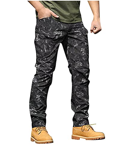 ORANDESIGNE Wasserfeste Herren Hose Relaxed Fit Tactical Combat Army Cargo Arbeitshose mit Mehrfachtasche B Schwarz XL von ORANDESIGNE