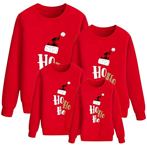 ORANDESIGNE Weihnachtspullover Familie Pulli Pullover Weihnachten Herren Sweatshirt Pullis Sweater Damen Kinder Jumper Weihnachtspullis Xmas Winterpullover Jungen Mädchen A Rot (Papa) XL von ORANDESIGNE