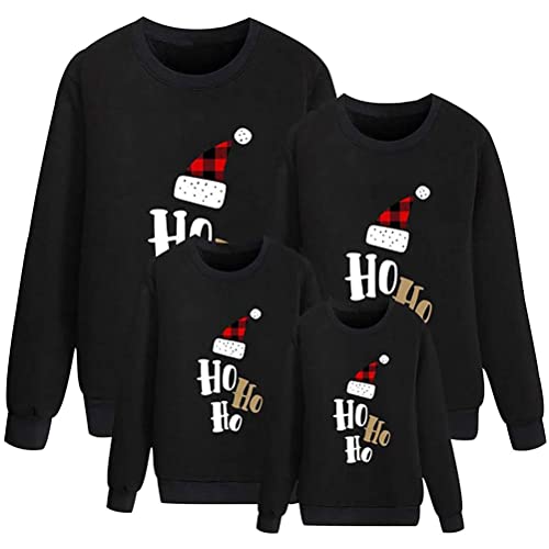 ORANDESIGNE Weihnachtspullover Familie Set Pullover Weihnachten Pulli Weihnachten Weihnachtspullis Herren Damen Kinder Junge Mädchen Weihnacht Sweatshirt Lustige Weihnachtspulli A Schwarz (Papa) XXL von ORANDESIGNE