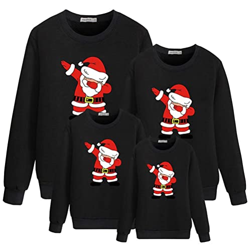 ORANDESIGNE Weihnachtspullover Familie Set Weihnachts Familien Pullover Herren Damen Kinder Junge Mädchen Weihnacht Sweatshirt Lustige Weihnachtspulli F Schwarz (Papa) XL von ORANDESIGNE