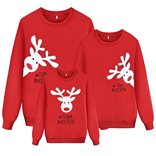 ORANDESIGNE Weihnachtspullover Familie Set Weihnachts Familien Pullover Herren Damen Kinder Junge Mädchen Weihnacht Sweatshirt Lustige Weihnachtspulli I Rot (Papa) L von ORANDESIGNE