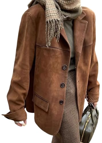 ORANDESIGNE Wildlederjacke Damen Braun Wildleder Mantel Mit Revers Suede Jacket Wildleder Blazer Herbst Winter Langarm Mode Wildleder Leder Anzug Jacken C Braun L ORANDESIGNE Wildlederjacke Damen Braun Wildleder Mantel Mit Revers Suede Jacket Wildleder Blazer Herbst Winter Langarm Mode Wildleder Leder Anzug Jacken C Braun L von ORANDESIGNE