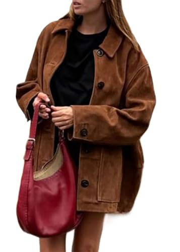 ORANDESIGNE Wildlederjacke Damen Braun Wildleder Mantel Mit Revers Suede Jacket Wildleder Blazer Herbst Winter Langarm Mode Wildleder Leder Anzug Jacken F Kaffee M ORANDESIGNE Wildlederjacke Damen Braun Wildleder Mantel Mit Revers Suede Jacket Wildleder Blazer Herbst Winter Langarm Mode Wildleder Leder Anzug Jacken F Kaffee M von ORANDESIGNE