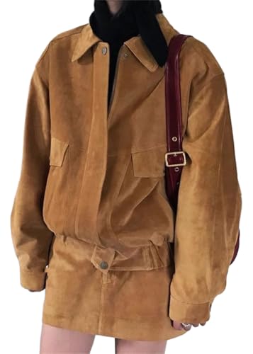 ORANDESIGNE Wildlederjacke Damen Braun Wildleder Mantel Mit Revers Suede Jacket Wildleder Blazer Herbst Winter Langarm Mode Wildleder Leder Anzug Jacken I Braun M ORANDESIGNE Wildlederjacke Damen Braun Wildleder Mantel Mit Revers Suede Jacket Wildleder Blazer Herbst Winter Langarm Mode Wildleder Leder Anzug Jacken I Braun M von ORANDESIGNE