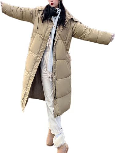 ORANDESIGNE Winterjacke Damen Winter Jacken Lang Warm Daunenmantel mit Kapuze Elegant Wintermantel Steppmantel mit Fellkapuze Steppjacke Langer Outdoor Mantel F-Khaki L von ORANDESIGNE