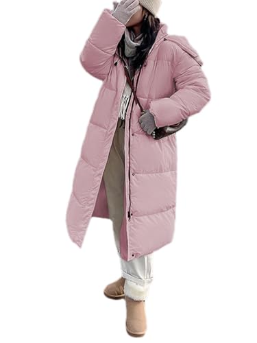 ORANDESIGNE Winterjacke Damen Winter Jacken Lang Warm Daunenmantel mit Kapuze Elegant Wintermantel Steppmantel mit Fellkapuze Steppjacke Langer Outdoor Mantel F-Rosa M von ORANDESIGNE