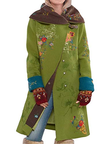 ORANDESIGNE Winterjacke Mit Teddyfutter Damen Winter Jacke Mit Kapuze Stepp Parka Mantel Warm Outwear Print Hooded Taschen Vintage Oversized Hoodie Dicke Freizeitjacke Grün 44 von ORANDESIGNE