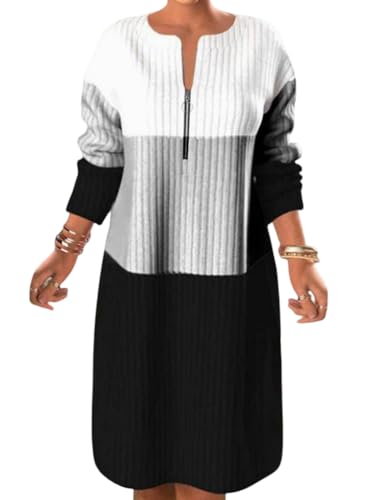 ORANDESIGNE Winterkleid Damen Knielang Strickkleid Pulloverkleid V-Ausschnitt Tunika Kleid Langarm Midikleid Herbst Winter Mode Festlich Gerippte Kleider Ribbed Knit Sweater Dress Schwarz XS ORANDESIGNE Winterkleid Damen Knielang Strickkleid Pulloverkleid V-Ausschnitt Tunika Kleid Langarm Midikleid Herbst Winter Mode Festlich Gerippte Kleider Ribbed Knit Sweater Dress Schwarz XS von ORANDESIGNE