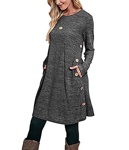 ORANDESIGNE Winterkleid Damen Langarm Kleid Warm Elegant Knielang Pulloverkleid Winter Herbst Sweatkleid Midi Mit Knopf Lässiges Tunikakleid Freizeit Sweater Pullover Kleider A Dunkelgrau L ORANDESIGNE Winterkleid Damen Langarm Kleid Warm Elegant Knielang Pulloverkleid Winter Herbst Sweatkleid Midi Mit Knopf Lässiges Tunikakleid Freizeit Sweater Pullover Kleider A Dunkelgrau L von ORANDESIGNE