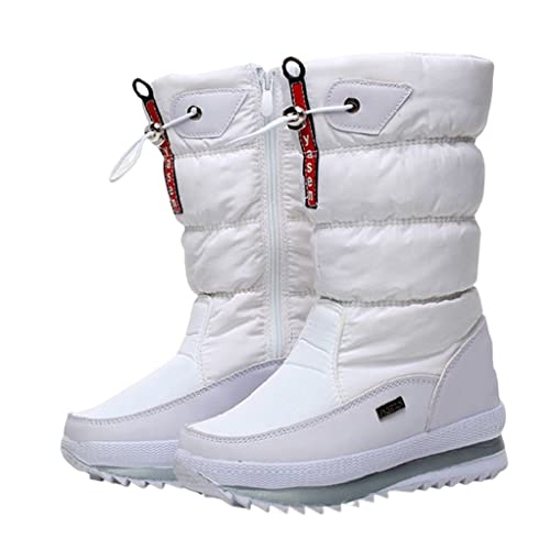 ORANDESIGNE Winterschuhe Damen Herren Gefüttert Winterstiefel Warm Schneestiefel Outdoor Winter Boots rutschfest Flach C Weiß 38 EU von ORANDESIGNE