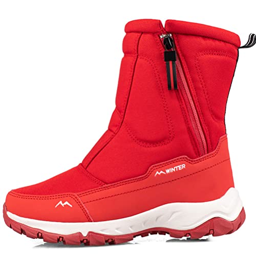 ORANDESIGNE Winterstiefel Damen Herren Winterschuhe Gefüttert Warm Schneestiefel Outdoor Turnschuhe Rutschfest Flach Kurzestiefel Unisex Stiefelette E Rot 41 EU von ORANDESIGNE