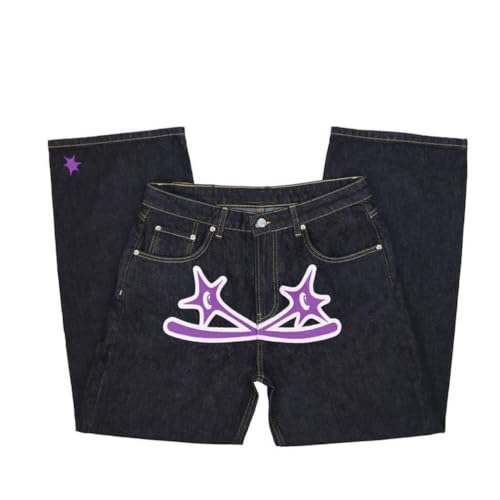 ORANDESIGNE Y2k Jeans Herren Hip Hop Retro Schädel Stickerei Gewaschen Baggy Denim Hose Lässig Lose Weites Bein Hose Streetwear O Violett XXL ORANDESIGNE Y2k Jeans Herren Hip Hop Retro Schädel Stickerei Gewaschen Baggy Denim Hose Lässig Lose Weites Bein Hose Streetwear O Violett XXL von ORANDESIGNE
