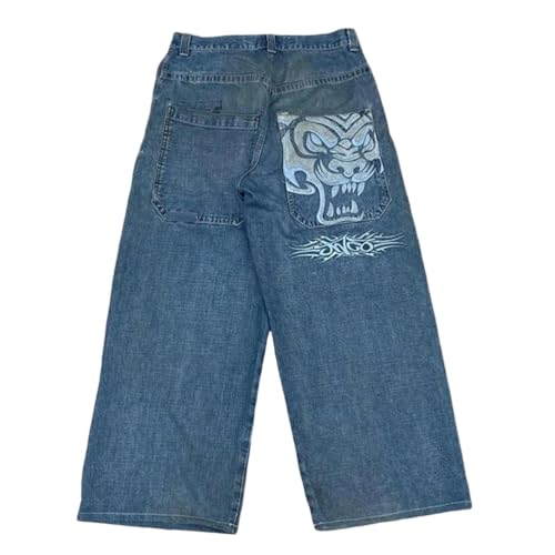 ORANDESIGNE Y2k Jeans Herren Hip Hop Retro Schädel Stickerei Gewaschen Baggy Denim Hose Lässig Lose Weites Bein Hose Streetwear Z03 Blau XS ORANDESIGNE Y2k Jeans Herren Hip Hop Retro Schädel Stickerei Gewaschen Baggy Denim Hose Lässig Lose Weites Bein Hose Streetwear Z03 Blau XS von ORANDESIGNE