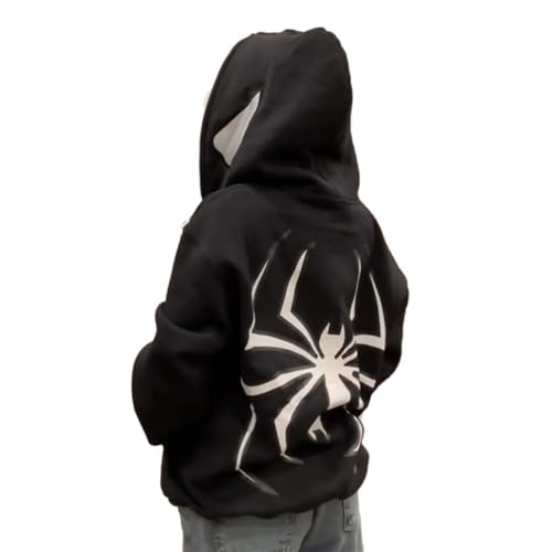 ORANDESIGNE Y2k Zip Up Hoodie Spider Grunge Vintage Gothic Kapuzenjacke Halloween Hunny S A Schwarz von ORANDESIGNE