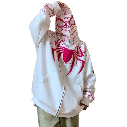 ORANDESIGNE Y2k Zip Up Hoodie Spider Grunge Vintage Gothic Kapuzenjacke Halloween Hunny XS C Weiß von ORANDESIGNE
