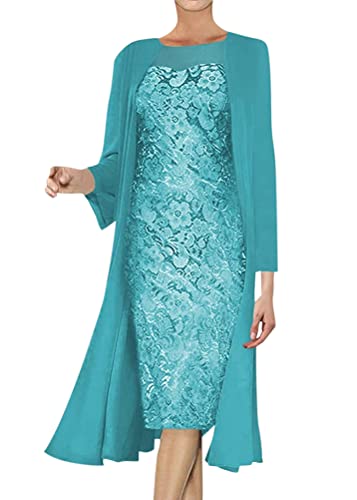 ORANDESIGNE Zweiteiler Damen Festlich Hochzeit Kleid Anzug Bolero Lang Und Abendkleid Elegant Knielang Festival Outfit Curvy Abendrobe Freizeitanzug BekleidungsSet Suit Set Suit C Grün 3XL von ORANDESIGNE