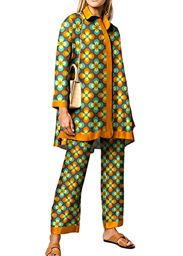 ORANDESIGNE Zweiteiler Damen Shirt Set Elegant Hosenanzug Loungewear Set Button Down Langarmshirt + High Waist Freizeithose Weite Hose 2 Stück Casual Herbst Outfit Streatwear A Orange 02 3XL ORANDESIGNE Zweiteiler Damen Shirt Set Elegant Hosenanzug Loungewear Set Button Down Langarmshirt + High Waist Freizeithose Weite Hose 2 Stück Casual Herbst Outfit Streatwear A Orange 02 3XL von ORANDESIGNE