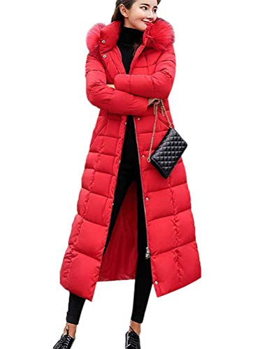 ORANDESIGNE Warm Winterjacke Damen Wintermantel Lange Winter Jacke Parka Mantel Hooded Langarm Winterparka C Rot XL von ORANDESIGNE