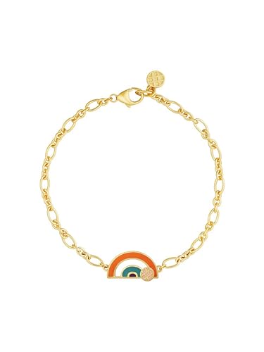 Orange Cube Regenbogen-Armband - 18 Karat vergoldetes Emaille-Armband mit Schiebe-Logo-Detail von ORANGE CUBE