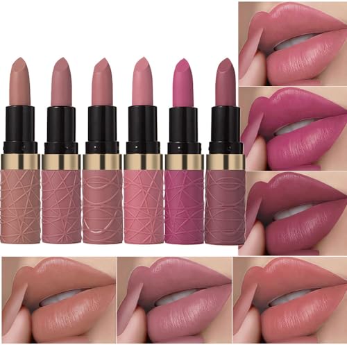 ORANOT Matte Lippenstift für Frauen, 6 Stück Braun Nude Rosa Lila Samt Lippenstift Hell bis Dunkel Samt Lang anhaltender Lippenstift von ORANOT