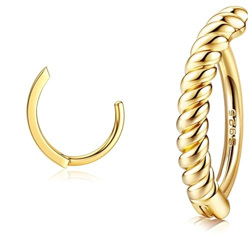 ORAZIO 14G Clicker Bauchnabel Ringe für Frauen 925 Sterling Silber Bauchnabelpiercing Silber/Gold Reverse Curved Navel Barbell Körperschmuck 10MM/12MM 11 von ORAZIO