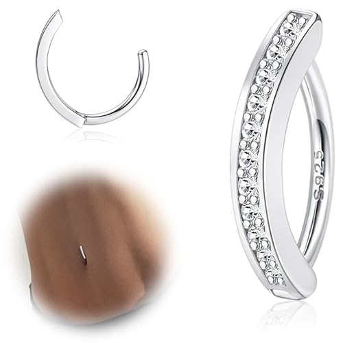 ORAZIO 14G Clicker Bauchnabel Ringe für Frauen 925 Sterling Silber Bauchnabelpiercing Silber/Gold Reverse Curved Navel Barbell Körperschmuck 10MM/12MM 5 von ORAZIO