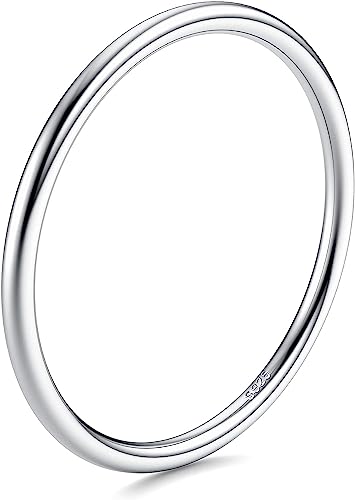 ORAZIO 1mm Dünner Ring S925 Sterling Silber Ring Stapelbarer Midi Daumen Knöchel Pinky Ring Polierter Glatter minimalistischer Punkt Finger Band Ring für Frauen Mädchen Comfort Fit Größe 5 bis11 2 von ORAZIO