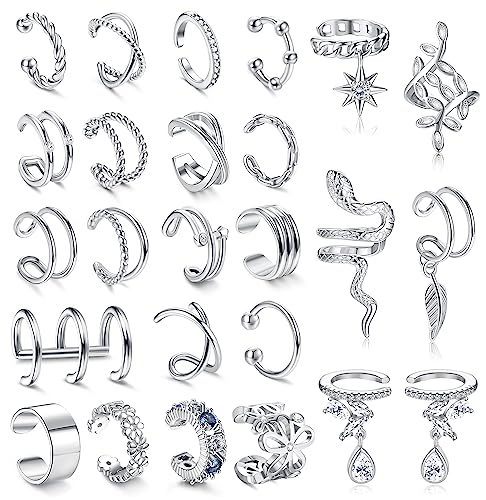 ORAZIO 20Pcs Ear Cuff Set Damen Ohrmanschette Ohrringe Earcuffs Set Helix Knorpel Ohrmanschette Ohne Ohrloch Wickelohrring Fakepircings Ohr Cuffs Ohrklemme 3 von ORAZIO