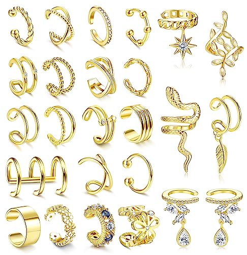 ORAZIO 20Pcs Ear Cuff Set Damen Ohrmanschette Ohrringe Earcuffs Set Helix Knorpel Ohrmanschette Ohne Ohrloch Wickelohrring Fakepircings Ohr Cuffs Ohrklemme 4 von ORAZIO