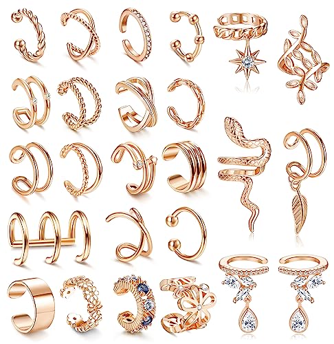 ORAZIO 20Pcs Ear Cuff Set Damen Ohrmanschette Ohrringe Earcuffs Set Helix Knorpel Ohrmanschette Ohne Ohrloch Wickelohrring Fakepircings Ohr Cuffs Ohrklemme 5 von ORAZIO