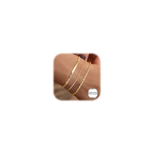 ORAZIO 3 Pcs Armband Damen Gold Silber 925 Armbänder Gold Armkette Verstellbare Armband Set Gold Schmuck Armband Damen Mädchen ORAZIO 3 Pcs Armband Damen Gold Silber 925 Armbänder Gold Armkette Verstellbare Armband Set Gold Schmuck Armband Damen Mädchen von ORAZIO