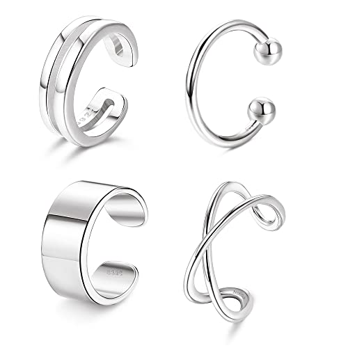 ORAZIO 4 STÜCK Verstellbare Manschetten Ohrringe Set Ohr Stulpen Ohrringe aus 925er Sterling Silber 14 Karat Vergoldet Nicht Durchbohrend Gefälschte Knorpel Stulpen Ohrringe Conch Stulpen Ohrringe von ORAZIO