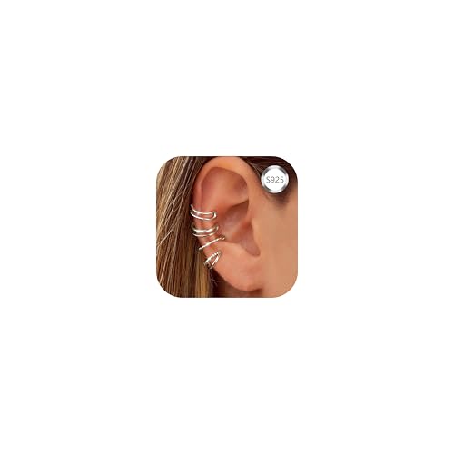 ORAZIO 4 Stück 925 Sterling Silber Ohr Manschette Ohrringe für Frauen - CZ Non-Piercing Fake Helix Knorpel Clip-On von ORAZIO