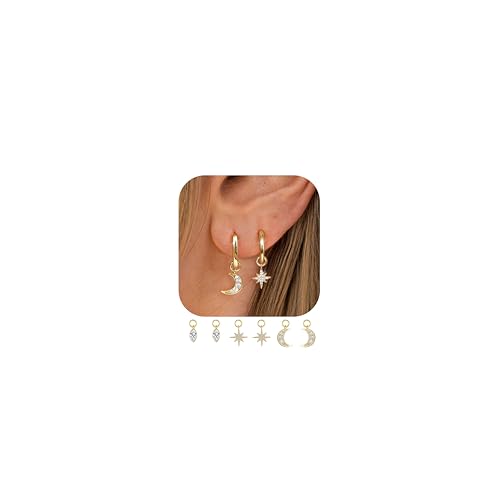 ORAZIO Gold Ohrringe für Damen 14K Vergoldete Ohrringe Set Kleine Ohrstecker 925 Sterling silber Ohrringe für Mehrere Piercings Hypoallergene Ohrringe Huggie Creolen Zirkonia Mond Ohrringe ORAZIO Gold Ohrringe für Damen 14K Vergoldete Ohrringe Set Kleine Ohrstecker 925 Sterling silber Ohrringe für Mehrere Piercings Hypoallergene Ohrringe Huggie Creolen Zirkonia Mond Ohrringe von ORAZIO