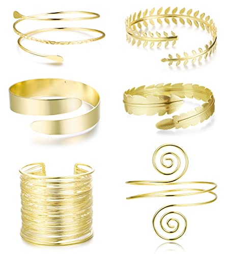 ORAZIO 6 Stück Oberarm Armbänder für Damen Gold Oberarmreif Set Griechische Göttin Schmuck Band Manschette Armband Armreif Griechische Arm Armband Modeschmuck von ORAZIO