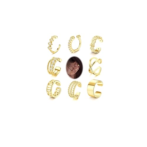 ORAZIO 8/9 Stück Ear Cuff Gold Silber Damen Ohrklemme Fake Helix Ohrringe Ohrmanschette Earcuff 14K Gold Vergoldet Fake Helix Piercings Ohrringe Ohrclips Damen Ohne Ohrlöcher ORAZIO 8/9 Stück Ear Cuff Gold Silber Damen Ohrklemme Fake Helix Ohrringe Ohrmanschette Earcuff 14K Gold Vergoldet Fake Helix Piercings Ohrringe Ohrclips Damen Ohne Ohrlöcher von ORAZIO