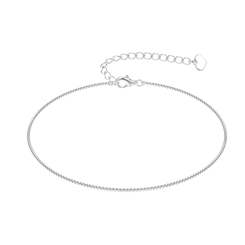 ORAZIO 925 Sterling Silber Fußkettchen Mehrschichtige Fußkettchen für Frauen Herz Runde Kugel Fußkettchen Verstellbare Kette Sommer Strand Fußschmuck von ORAZIO