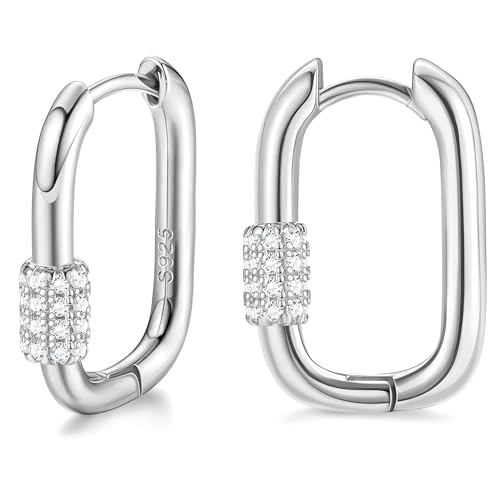 ORAZIO 925 Sterling Silber Hoop Creolen Ohrringe Vintage U-Form Huggie Ohrringe für Damen Frauen Hypoallergen Cubic Zirconia Ohrringe für Mädchen Geschenke von ORAZIO