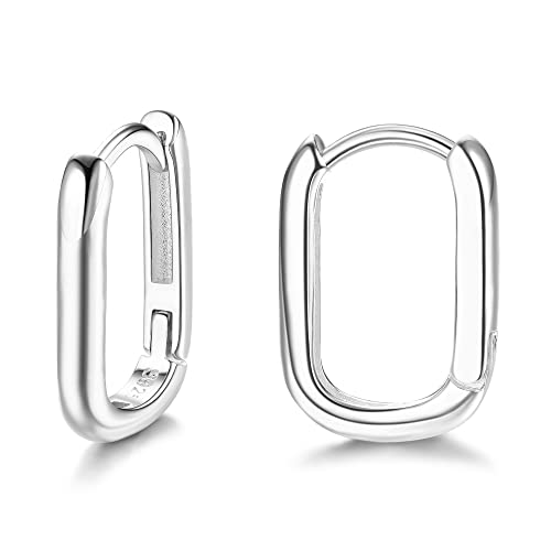 ORAZIO 925 Sterling Silber Huggie Creolen für Damen 18 Karat Vergoldete ovale Creolen U-förmige Geometrische Huggie Ohrringe in Weißgold und Gelbgold von ORAZIO