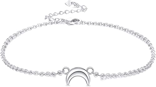 ORAZIO 925 Sterling Silber Kettenarmbänder Handgemachtes Verstellbares Armband Herz/Stern/Mond/Rundglieder Kettenarmbänder Minimalistisches Schmuckgeschenk für Frauen von ORAZIO