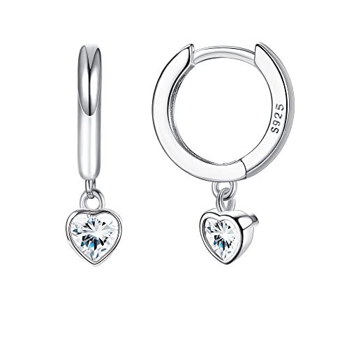 ORAZIO 925 Sterling Silber Post Huggie mit Baumelndem Ohrring Huggie Kleine Creolen Charm Personalisierte Zirkonia/Mond/Stern/Herz/Blitz/Kristalltropfen Baumelnde Ohrringe für Frauen von ORAZIO