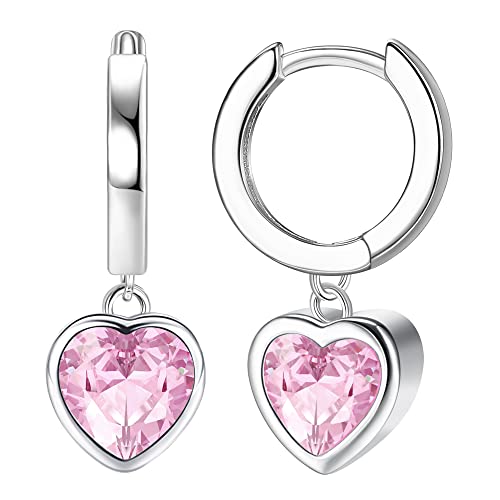 ORAZIO 925 Sterling Silber Post Huggie mit Baumelndem Ohrring Huggie Kleine Creolen Charm Personalisierte Zirkonia/Mond/Stern/Herz/Blitz/Kristalltropfen Baumelnde Ohrringe für Frauen von ORAZIO