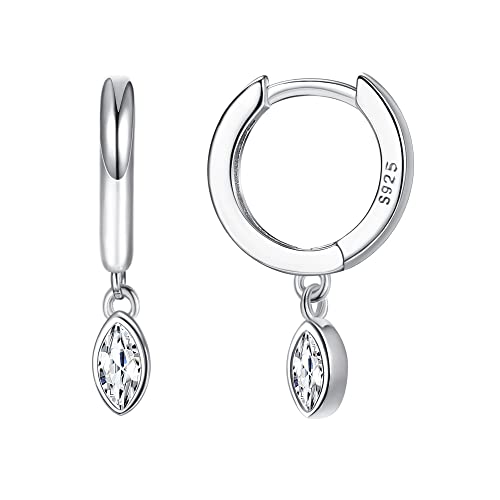 ORAZIO 925 Sterling Silber Post Huggie mit Baumelndem Ohrring Huggie Kleine Creolen Charm Personalisierte Zirkonia/Mond/Stern/Herz/Blitz/Kristalltropfen Baumelnde Ohrringe für Frauen von ORAZIO