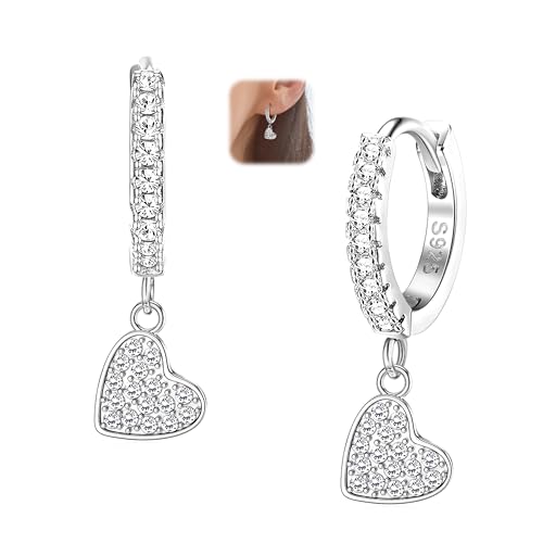 ORAZIO 925 Sterling Silber Schmetterling Liebe Herz baumeln Hoop Ohrringe für Frauen Mädchen Kinder Hypoallergene kubischer Zirkon Mehrfarbig baumeln Hoop Ohrringe 1 von ORAZIO