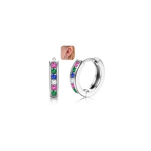 ORAZIO Kleine Creolen Ohrringe Silber 925 für Damen Mädchen Kinder | 925 Sterling Silber Knorpel Tiny Sleeper Huggie Ohrringe | Roségoldene Hypoallergene für Kinder von ORAZIO