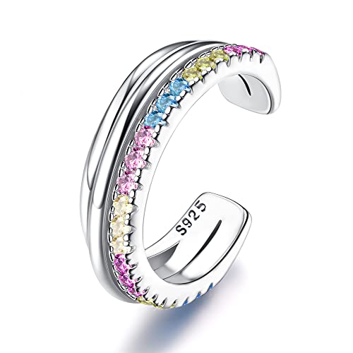 ORAZIO Ohrringe Manschette aus 925 Sterling Silber CZ Ohrringe Knorpel Manschette Helix nicht durchstechen Ohrringe Conch für Frauen, Sterling Silber von ORAZIO